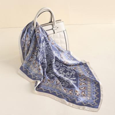 China Soft silk scarf simulation cashew square women's classic vintage scarf flower silk thin temperament style for sale