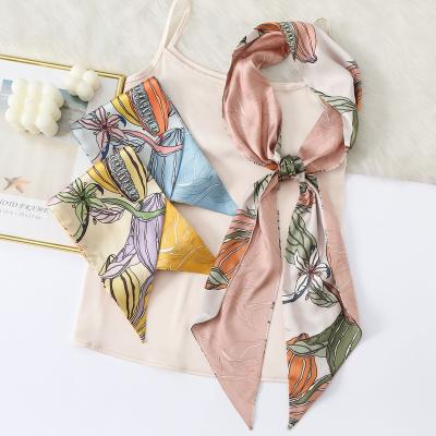 China Fashionable Long Silk Scarf Hair Band Double-Layer Polyester Scarf for sale