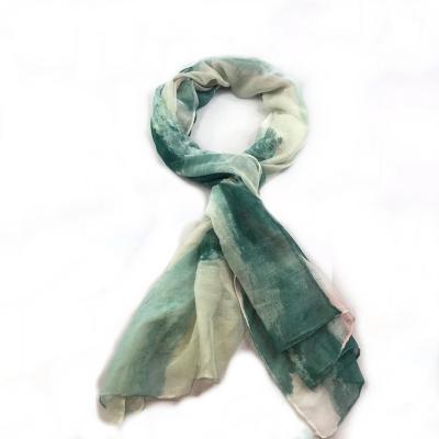 China Classic Popular Chiffon Tie Dye Chiffon Spring Women Simple Scarf Vintage Shawls for sale