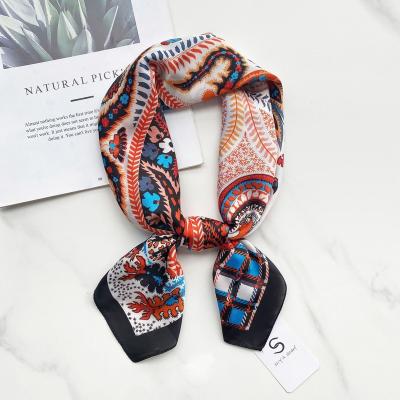 China Summer fashion thin headband small square women's cashew scarf multifunctional silk print scarf for sale