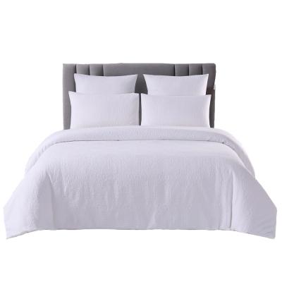 China Nondisposable 100% Cotton Comfort Bedding Sets Luxury Hotel White Jacquard Bedding Set for sale