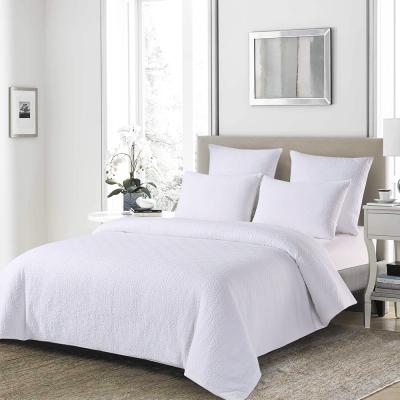 China Nondisposable Wholesale White Hotel Cotton 250TC Duvet Cover Bedding Set Jacquard Bedding Set for sale