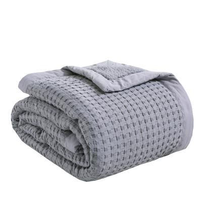 China Factory Outlet Anti-Static Custom Design Thick 100% Cotton Waffle Throw Blanket Soft Skin-Friendly for sale