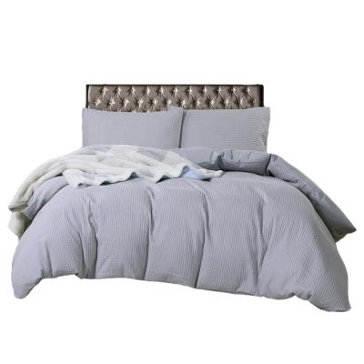 China Skin-friendly 100% Cotton Nondisposable Light Gray Waffle Texture Duvet Cover Bedding for sale