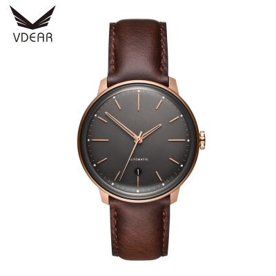 China Best Luxury Leather Strap Dome Glass Water Resistant Minimalist Automatic Men Watch for sale