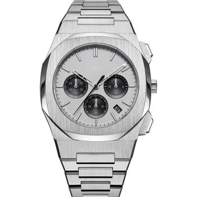 China Silver White Chronograph OEM Your Own Logo 3atm Water Resistant Chronograph Wristwatches Luxury Mens for sale