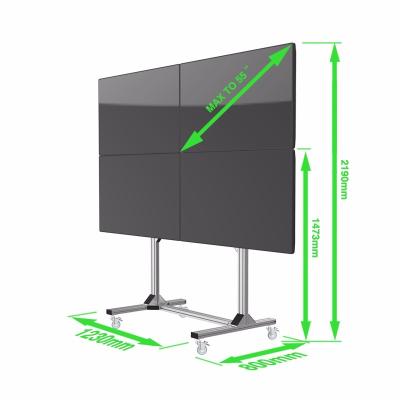 China Modern Mobile TV Stand 2X2 4 TV Stand SPCC TV Screens Video Cart for sale