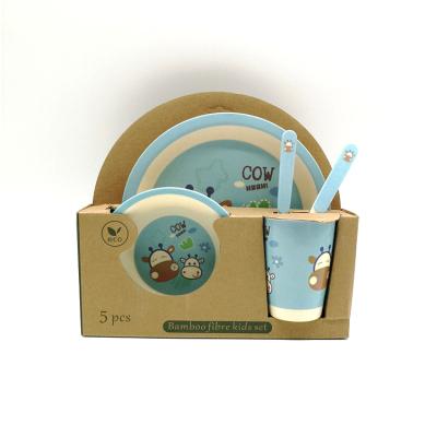 China Sustainable Funny Custom Print Biodegradable Bamboo Plastic Kids Eat Dinner Bowl Set for sale