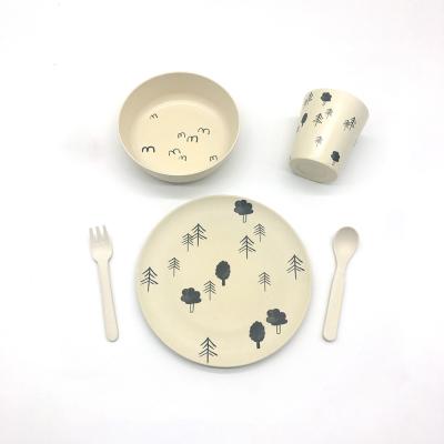 China Eco-Friendly Eco-Friendly Fiber Kids Bamboo Tableware Set Custom Printed Bamboo Fiber Dish for sale