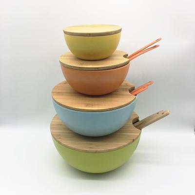 China Sustainable Wholesale Biodegradable Bamboo Fiber Salad Bowl Bamboo Mixing Bowl for sale