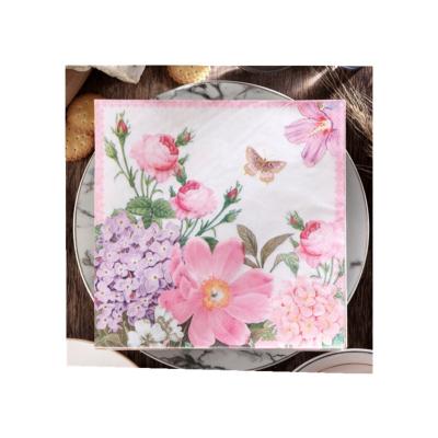 China Printed Flower Printed Custom Design Decoupage Paper Napkin Napkin For Wedding for sale