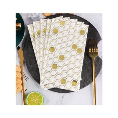 China Printed Gold Foiled Restaurant Paper Napkins Disposable Decorative Paper Napkin for sale