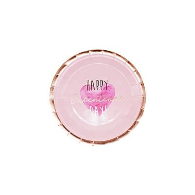 China Disposable Customized Disposable Printed With Rose Gold Foil Paper Plates For Valentine for sale