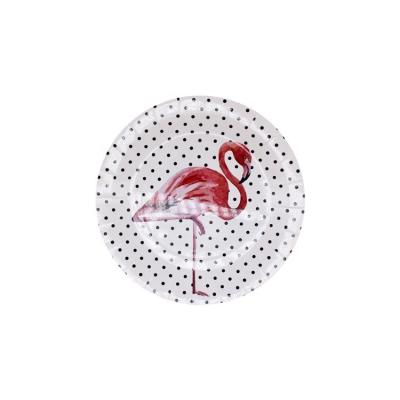 China Eco-friendly Disposable Flamingo Party Printed Paper Plates For Valentine for sale