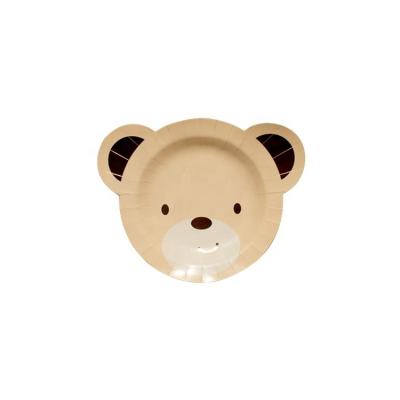 China Disposable Custom Bear Shaped Gold Biodegradable Disposable Paper Plate For Graduation for sale