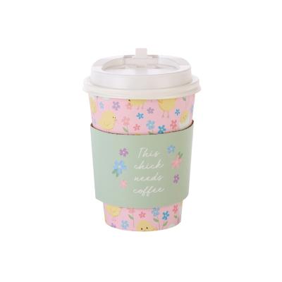 China Chick Pink Disposable Paper Cups printed disposable with lids for oriental festival for sale