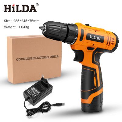 China Hilda Factory Supply 12V 16.8V 21V Cordless Power Craft Drill Cordless Battery Power Drills for sale