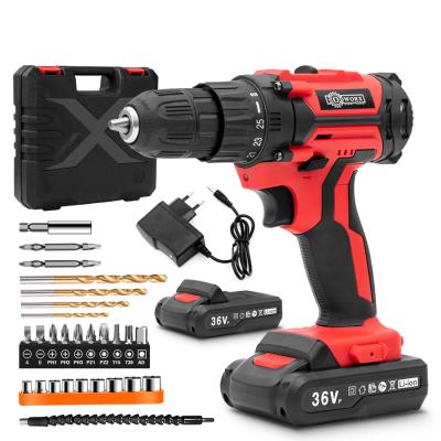 China ODWORX Household Lithium Power Drills Cordless Lithium Electric Impact Drill Set 2 Batteries 3/8