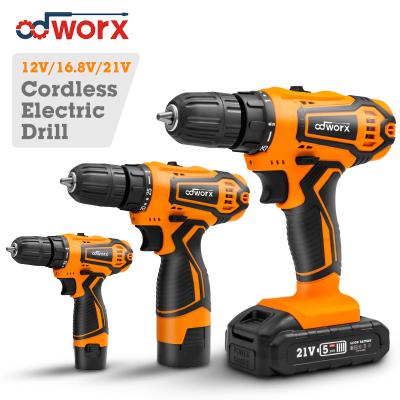 China Cordless Hand Drill ODWORX 12V/16.8V/21V LED Work Light Portable Power Lithium Battery Industrial Electric Screwdriver for sale