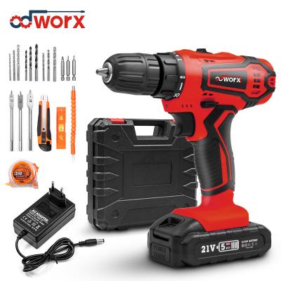 China LED Work ODWORX 21V Light Portable Drill Set Multifunctional Lithium Battery Power Cordless Drill Industrial Electric Screwdriver for sale