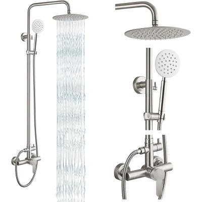 China With Sliding Bar 304 Stainless Steel Shower Head Set Hot And Cold Shower Valve Bathroom Two Way Mixing Lift Spout for sale