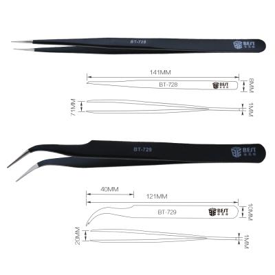 China BDS 728 Eyebrow Custom Logo 729 Volume Wick Eyelash Extension Vetus Stainless Steel Tweezers for sale