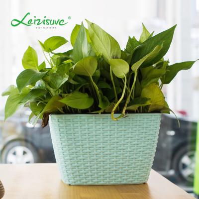 China Modern Plastic Large Indoor Garden Square Flower Pot Planter Outdoor Rattan Plant for sale