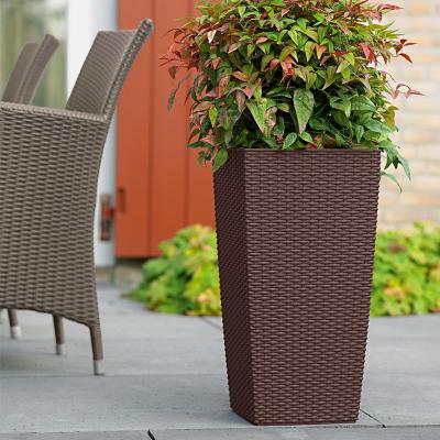 China Durable Creative Products And Large Outdoor Ceramic Rattan Design Self Watering Pots And Planter for sale