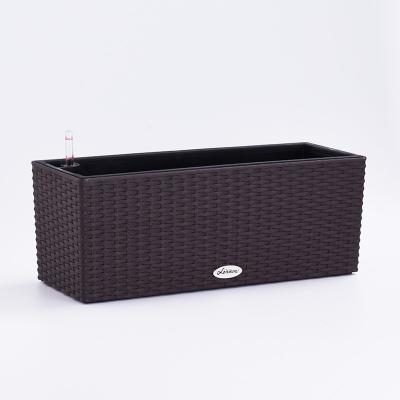 China Durable Plastic Rattan Surface Window Box Flower Plant Clever Self Watering Pot for sale