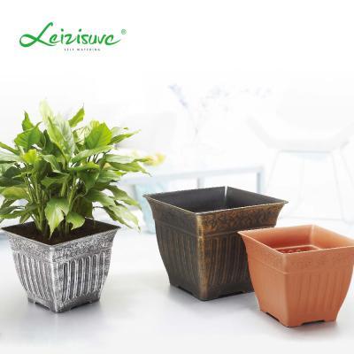 China CLASSIC Outdoor Square Ribbon Plant Flower Pot Planter Plastic Garden Decoration Pot for sale