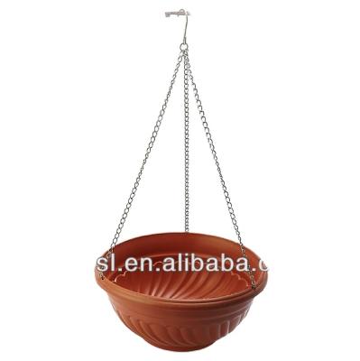 China Lightweight OEM Wholesales Ceramic Like Hanging Basket Planter Terracotta Basket Plastic Flower Pot for sale