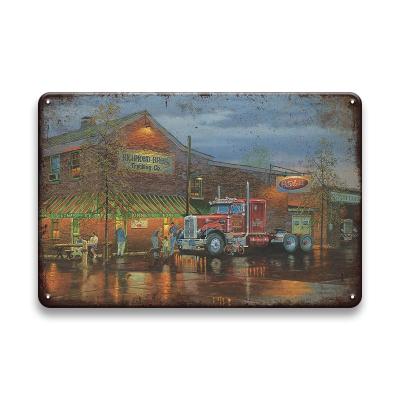 China Beautiful scenic buildings of Europe. Bar Wall Tin Sign Vintage Metal Sig Decoration for sale