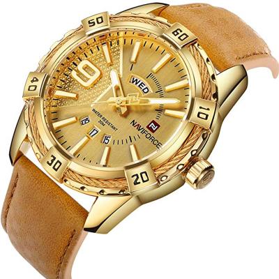 China 2020 Multiple Time Zone Man Digital Quartz Hot Sale Week Day Leather Function NAVIFORCE 9117 Bussine Watches Big Luxury Gold Watch For Men for sale