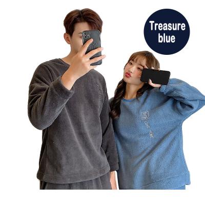 China Hot Autumn Winter Coral Velvet Couples Sleepwear Set OEM Soft Service Pajamas for sale