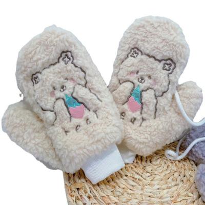 China Fashion Cute Children's Winter Warm Lovely Keep Warm Plush Children Winter Thicken Student Bear Plush Gloves for sale