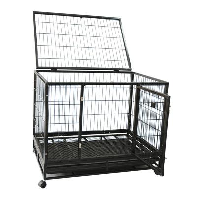 China 2 Doors Durable Square Tube Folding Heavy Duty Metal Dog Crates for sale