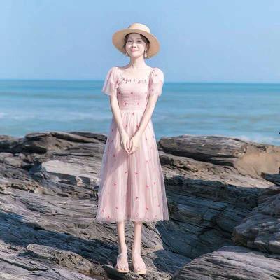 China LCd091 2020 Summer New Style Girl Embroidered Mesh Dress Breathable Elastic Chest Dress Sweet Cool for sale