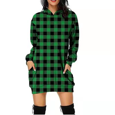 China LCT035 Breathable Womens Printed Plaid Long Sleeve Hooded Sweatshirt for sale