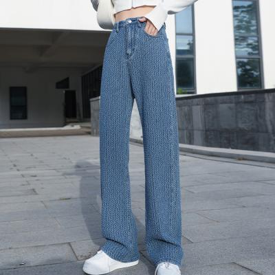 China P020 High Waist Woven Wide-Leg Jeans Breathable For Female for sale