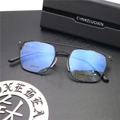 China Ready Stock Retro Vintage Titanium Bridge Optical Frames Double Eyeglasses Frame for sale