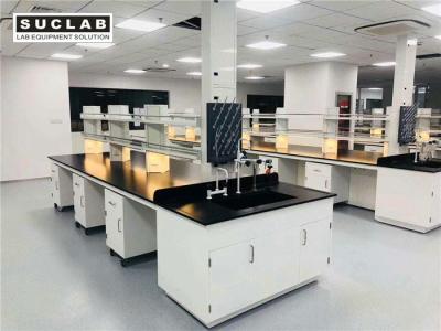 China Ceramic Worktop Steel Laboratory Island Bench With Mobile Base Cabinet for sale