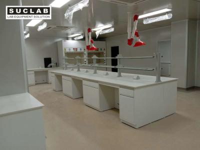 China White Colour Worktop Steel Made Lab Island Bench With Storage Cabinet For Laboratory Use for sale