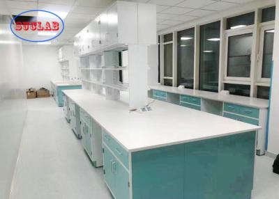 Κίνα Light Blue Colour Base Cabient Steel Made Laboratory Island Bench With 19mm Epoxy Resin Worktop προς πώληση