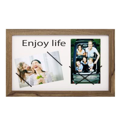 China Eco-Freindly Factory Wholesale Simple Photo Frame Straight Picture Clip Frame Wood Frame With Rope for sale