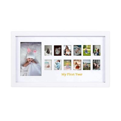 China Eco-Freindly Baby Kids Children First Year Photo Frame Baby 12 Months Growth Memorial Picture Frame Diy Picture Frame for sale