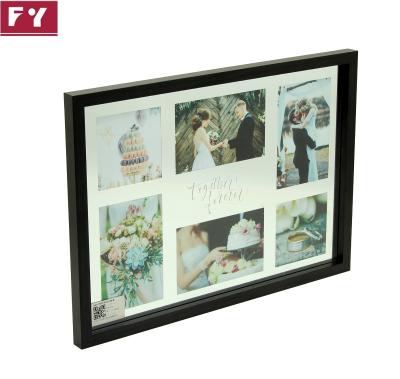 China Decorative Departure Papercard Double Sided Floating Mirror Photo Frame 201P1520MF4129-BK With Glass Hot Selling 6pcs MDF Customized BSCI for sale