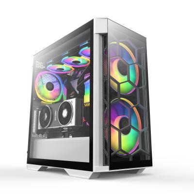 China With Fan 2021 Big Size Micro ATX Case USB3.0 Gaming Case EATX ATX Tempered Glass Computer Case for sale