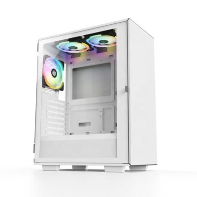 China 2021 New Custom Designed Window ATX Full Tempered Glass Side Panel With Metal Panel Gaming Computer PC Case for sale