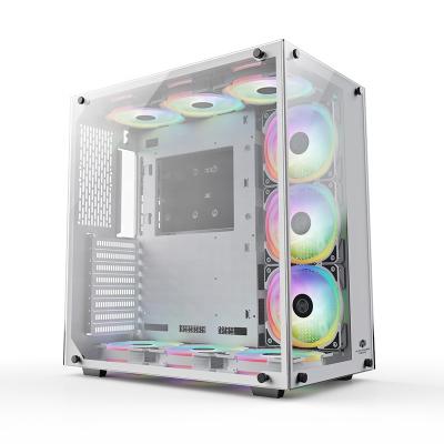 China With Window 2021 DIY Cooling Panel Gaming ATX MATX Design PC Case Computer Gaming Case Side White Chassis for sale