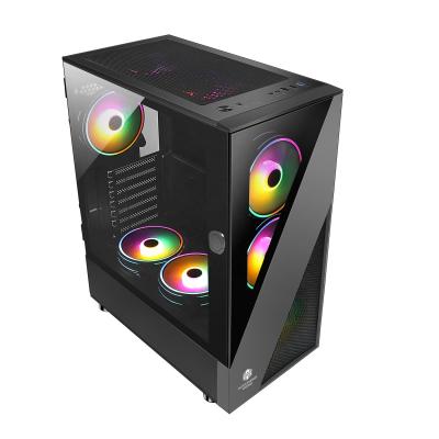 China With Side Panel Window 2021 Hot Sales Turning ATX Tower PC Case Gamer Glass Chassis With Magnet Gaming Case Desktop CPU for sale